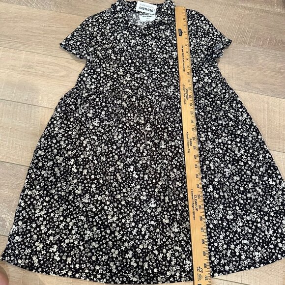 OLD NAVY GIRLS BLACK FLORAL TUNIC DRESS WITH POCKETS NEW LARGE 10/12 - Picture 3 of 8